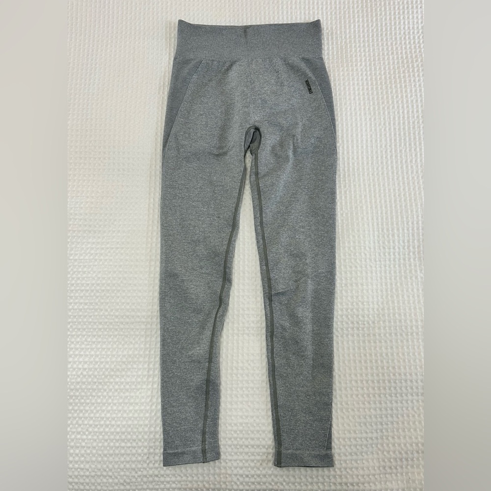 GYMSHARK Flex High Waisted Leggings Size M in Light Grey Marl/Black - Picture 6 of 9